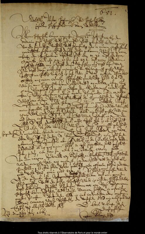 Lettre de Caspar March à Jan Heweliusz, Rostock, 16 juillet 1661