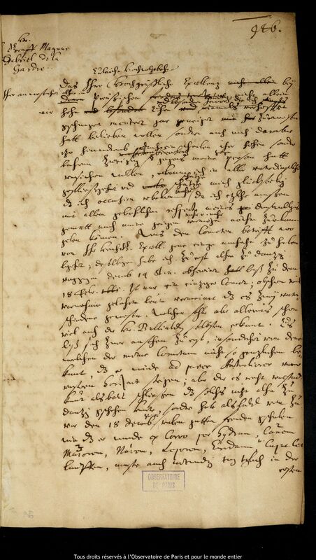 Lettre de Jan Heweliusz à Magnus Gabriel de La Gardie, Gdansk, 31 mars 1665