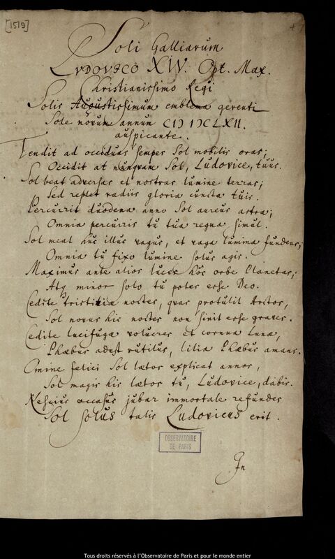 Texte manuscrit de Stanislaw Lubieniecki, Hambourg, 1 décembre 1670 - 6 février 1671