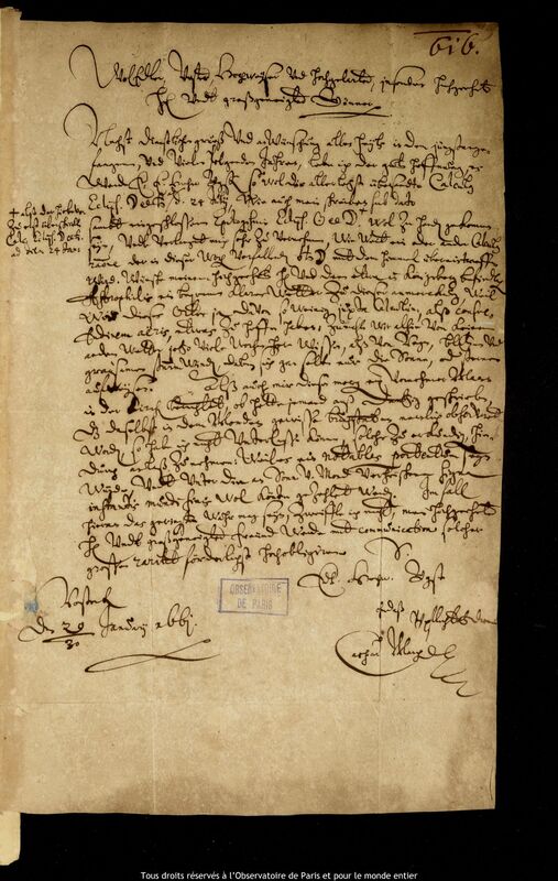 Lettre de Caspar March à Jan Heweliusz, Rostock, 20 janvier 1661