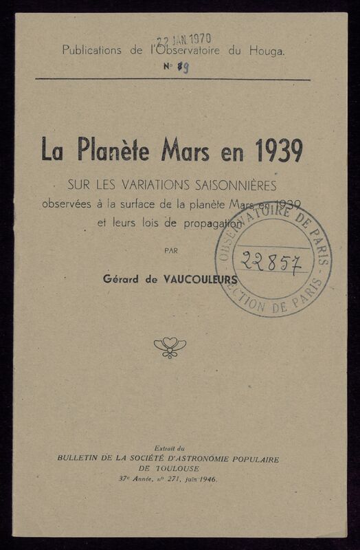 (1946) Publications de l'Observatoire du Houga (Gers)