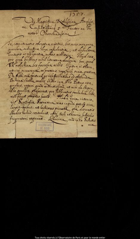 Lettre de Nathanael Berend à Jan Heweliusz, Rostock, 27 octobre 1667