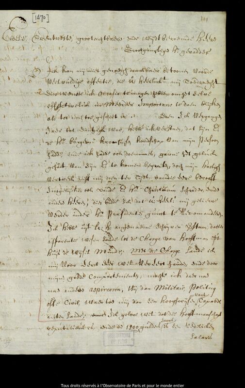 Lettre de Jan Hendricksz Tim à Jan Heweliusz, Amsterdam, 7 novembre 1671