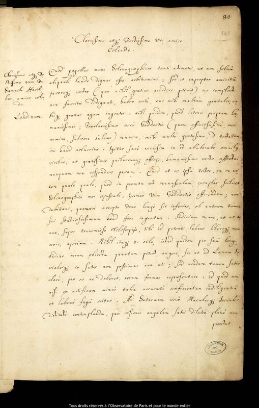 Lettre de Jan Heweliusz à Samuel Hartlib, Gdansk, 10 décembre 1647