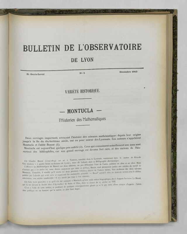 (1913) Bulletin de l'Observatoire de Lyon