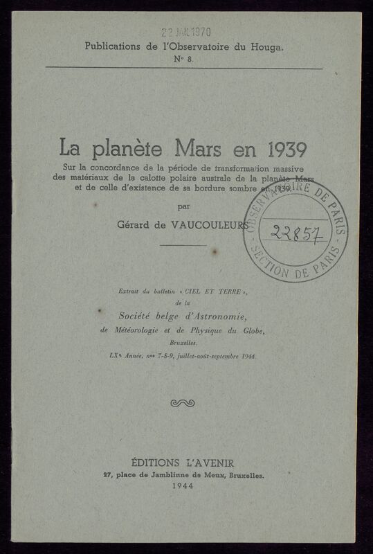 (1944) Publications de l'Observatoire du Houga (Gers)