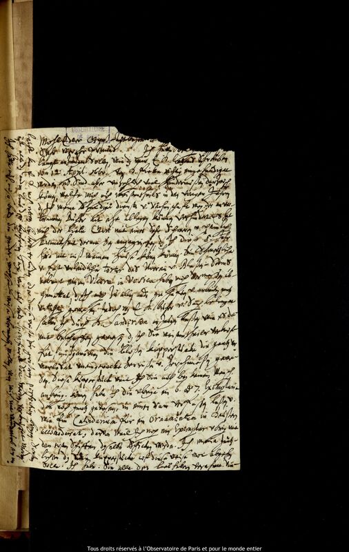 Lettre de Samuel Hartlib à Jan Heweliusz, Londres, 7 septembre 1660