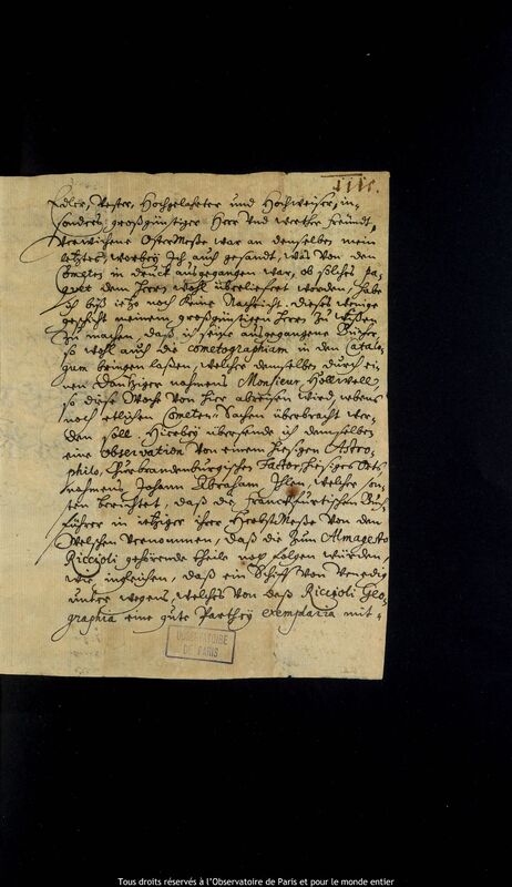 Lettre d'Andreas Brummer à Jan Heweliusz, Leipzig, 8 octobre 1665