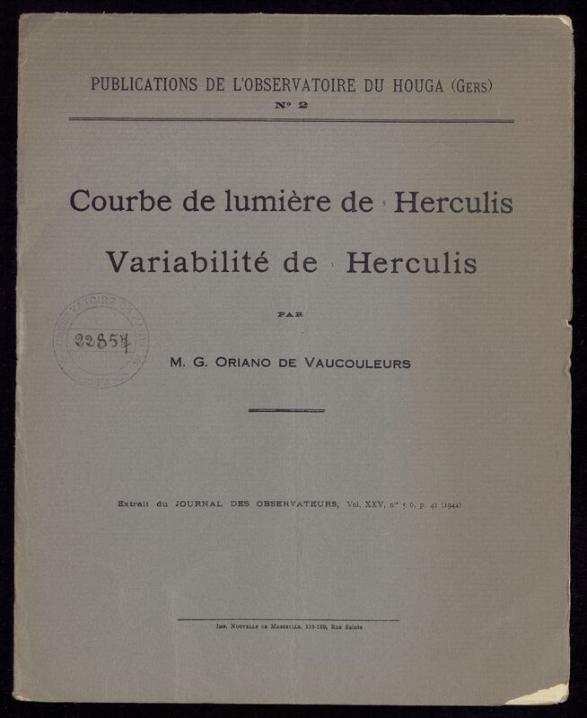 (1942) Publications de l'Observatoire du Houga (Gers)