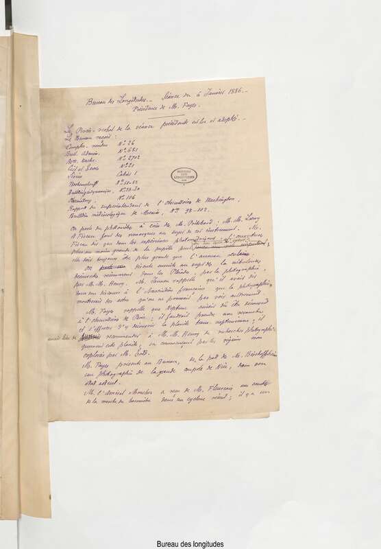 Registre des procès-verbaux avec annexes du Bureau des longitudes (1886-1890)