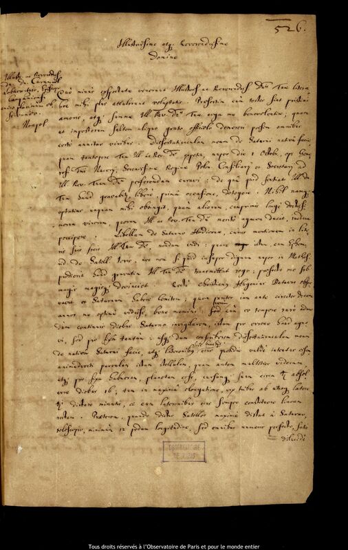 Lettre de Jan Heweliusz à Juan de Caramuel y Lobkowitz, Gdansk, 26 octobre 1658