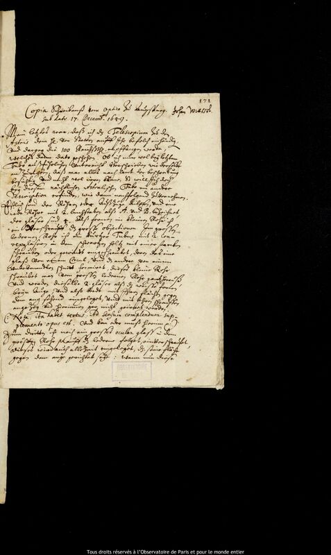 Lettre de Johann Wiesel à Jan Heweliusz, Augsbourg, 17 décembre 1649 - 8 avril 1650