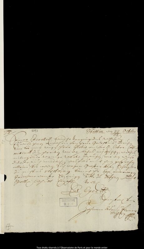 Lettre de Johann Adam Plener à Jan Heweliusz, Szczecin, 13 octobre 1683