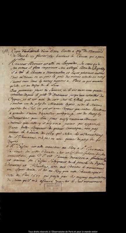 Texte manuscrit de Julius Reichelt à Beauvais, Paris, 27 février 1681