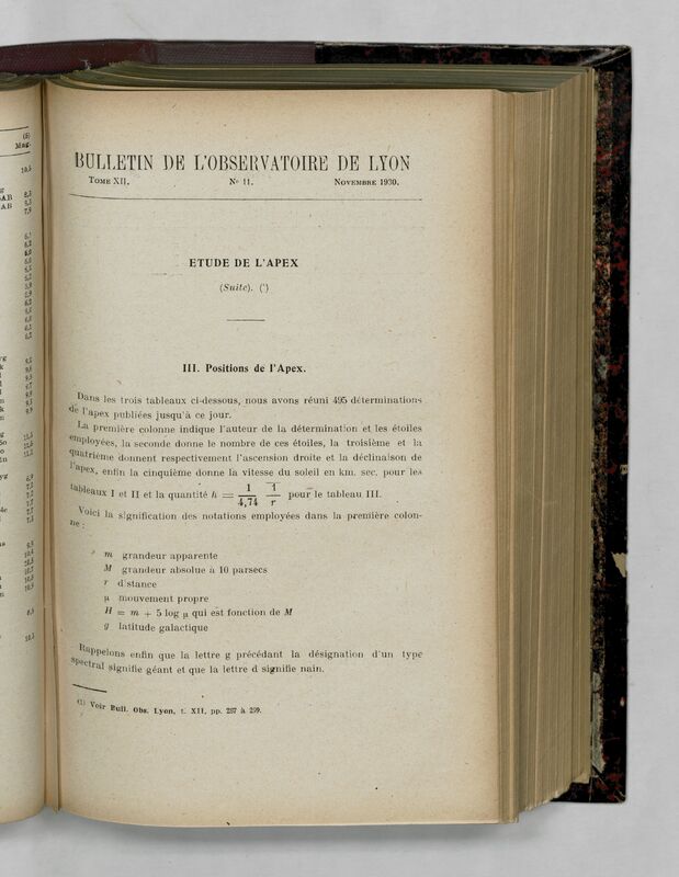 (1930) Bulletin de l'Observatoire de Lyon