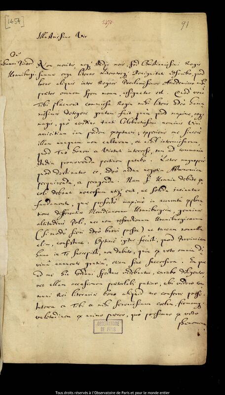 Lettre de Jan Heweliusz à Jean Picard, Gdansk, 28 août 1671