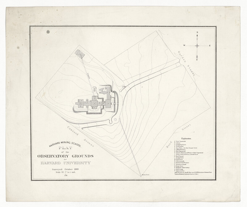 Harvard Mining School. Plat of the Observatory Grounds of Harvard University, surveyed October 1869 (titre original)