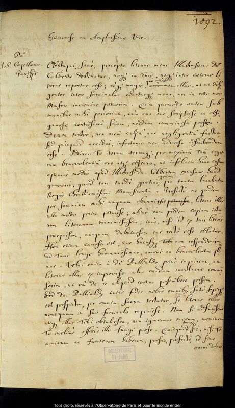 Lettre de Jan Heweliusz à Jean Chapelain, Gdansk, 13 février 1666