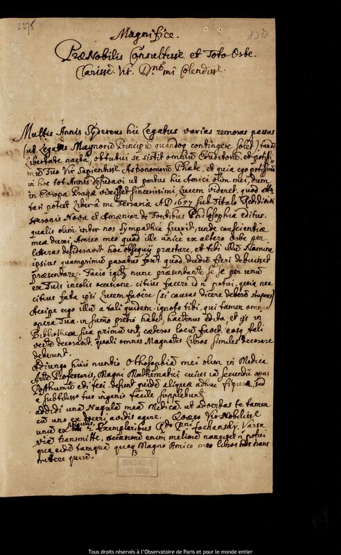 Lettre de Jacobus Johannes Wenceslaus Dobrzensky à Jan Heweliusz, Prague, 15 mai 1683