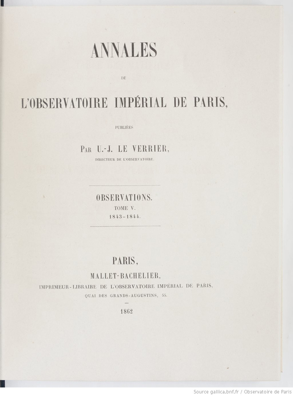 (1858-1907) Annales de l'Observatoire impérial de Paris. Observations