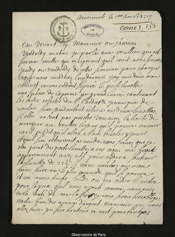 Lettre de Pierre Rémond de Montmort à Joseph-Nicolas Delisle, Montmort-Lucy, 1 août 1719