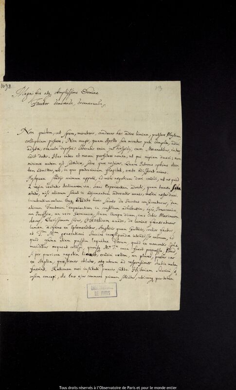 Lettre de Philipp Jacob Hartmann à Jan Heweliusz, Kaliningrad, 5 janvier 1676