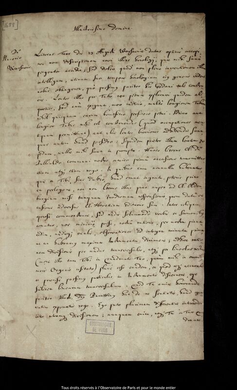 Lettre de Jan Heweliusz à Pierre Des Noyers, Gdansk, 26 septembre 1675