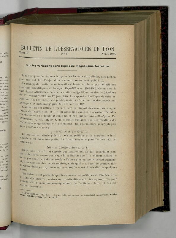 (1928) Bulletin de l'Observatoire de Lyon