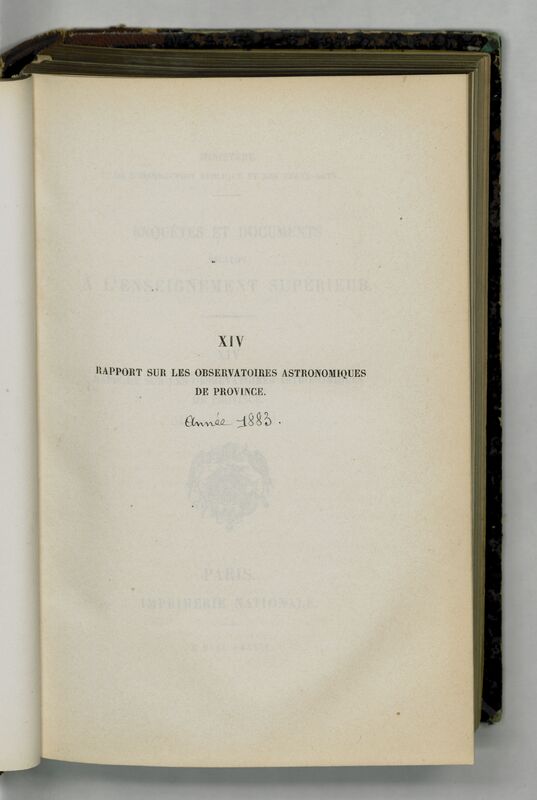 (1883) Rapport sur les observatoires astronomiques de province