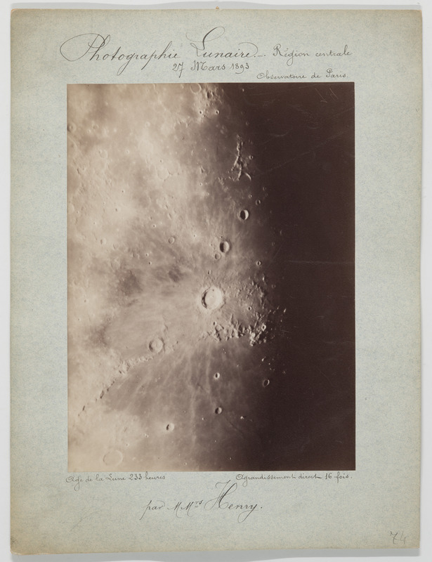 Photographie lunaire, par MM. Henry. Région centrale, 27 mars 1893, âge de la lune 233 heures, agrandissement direct 16 fois (titre original)