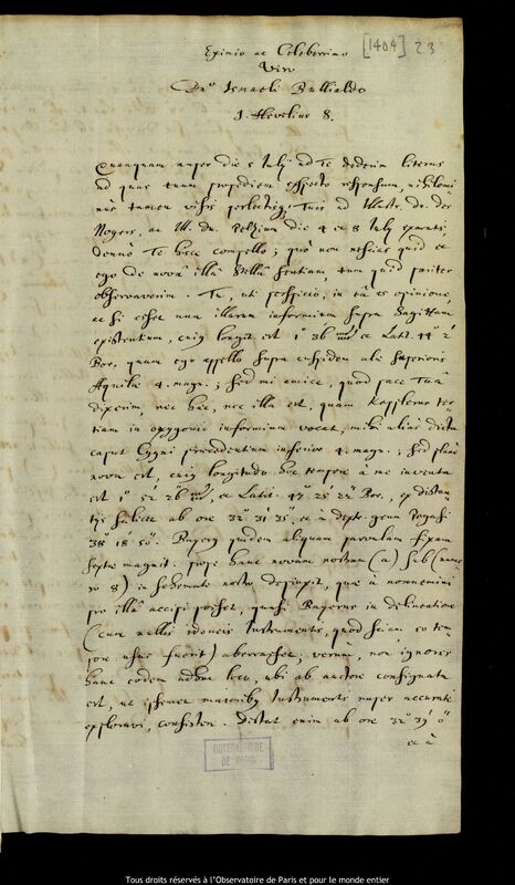 Lettre de Jan Heweliusz à Ismaël Boulliau, Gdansk, 27 août 1670