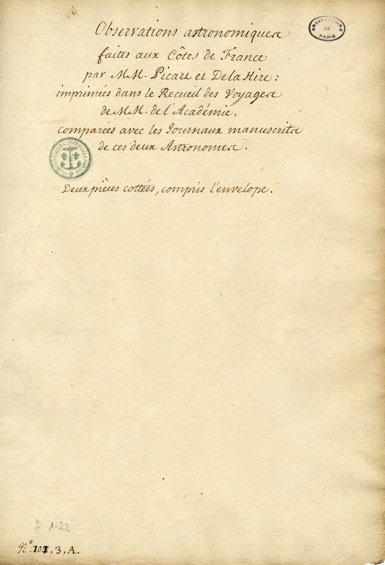 Observations faites par Picard et La Hire sur les côtes de France, décembre 1679-19 novembre 1681, pages 72-75