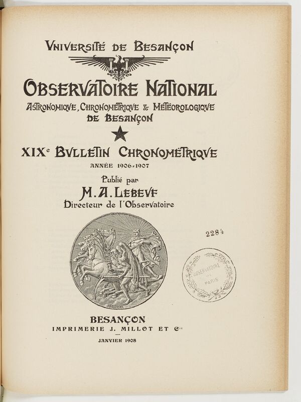 (1908) Observatoire national astronomique, chronométrique et météorologique de Besançon