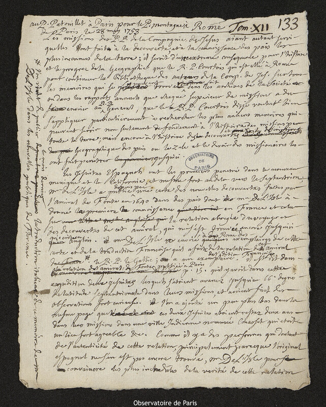 Lettre de Louis Patouillet à Père Montagne, Paris, 28 mai 1753