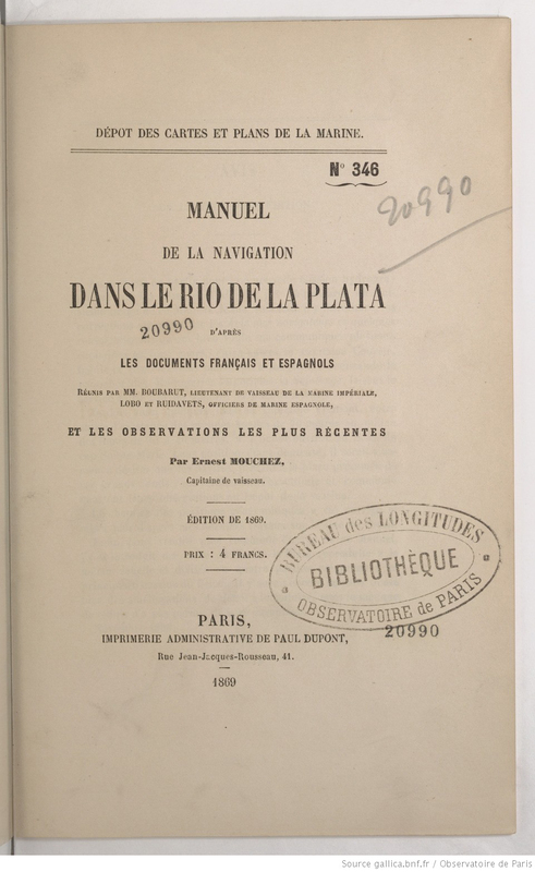 Manuel de la navigation dans le Rio de la Plata d'après les documents français et espagnols