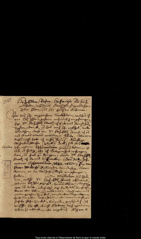 Lettre de Gottfried Kirch à Jan Heweliusz, Leipzig, 5 mai 1683