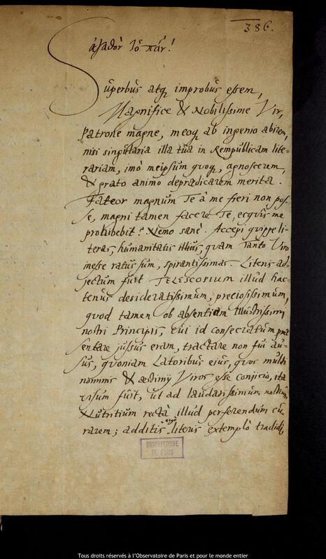 Lettre d'Andreas Reyher à Jan Heweliusz, Gotha, 27 août 1653