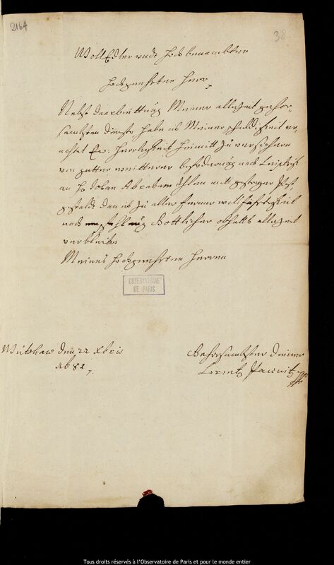 Lettre de Lorentz Paunitz à Jan Heweliusz, Mutschau, 22 décembre 1681