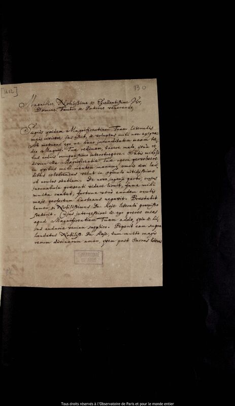 Lettre de Joachim Frisich à Jan Heweliusz, Torun, 16 octobre 1673