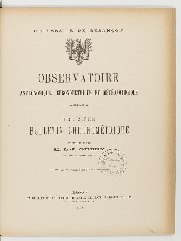 (1901) Observatoire astronomique, chronométrique et météorologique de Besançon