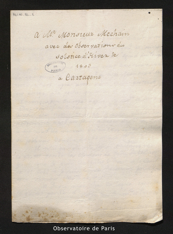 Lettre de Gonzalez Ortiz à Méchain, Carthagène (Espagne) le 21 janvier 1804