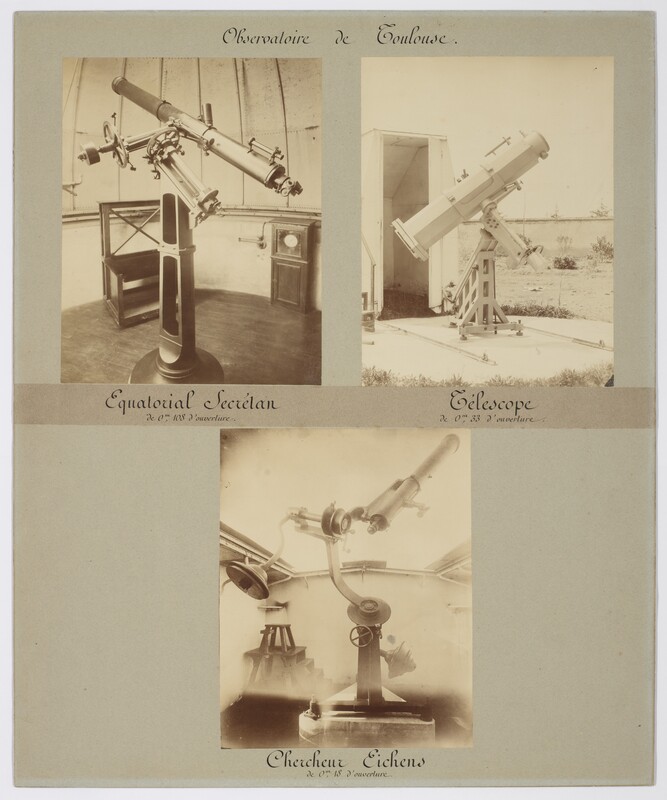 Observatoire de Toulouse : équatorial de 0m108 d’ouverture ; télescope de 0m33 d’ouverture ; chercheur Eichens de 0m18 d’ouverture (titre original)