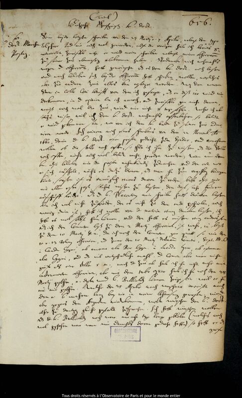 Lettre de Jan Heweliusz à Caspar March, Gdansk, 7 mai 1661