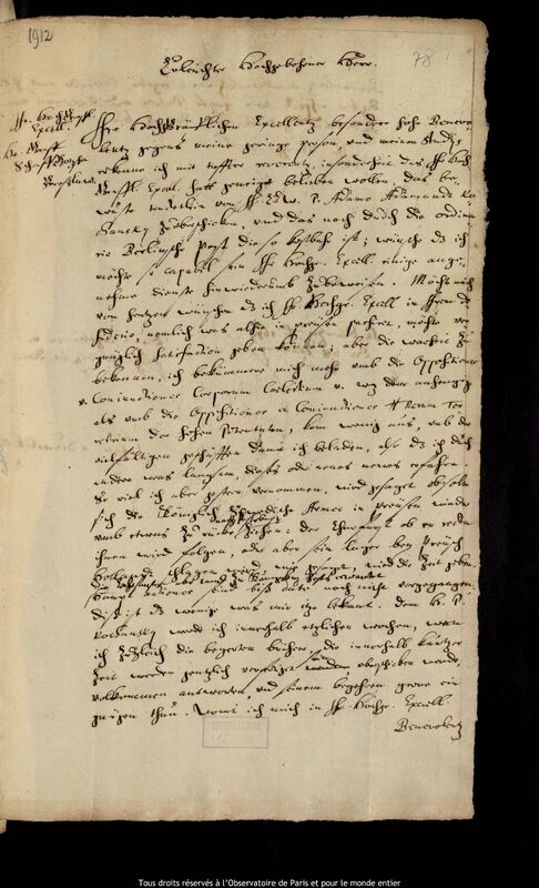 Lettre de Jan Heweliusz à Christoph Leopold von Schaffgotsch, Gdansk, 15 janvier 1679