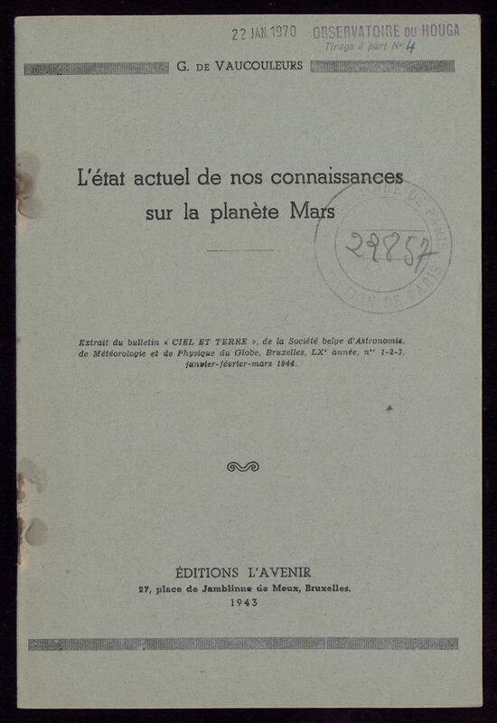 (1943) Publications de l'Observatoire du Houga (Gers)