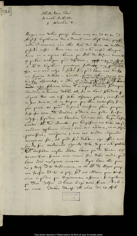 Lettre de Jan Heweliusz à Ismaël Boulliau, Gdansk, 23 avril 1672