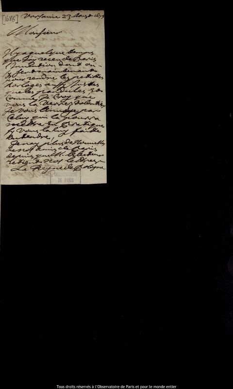 Lettre de Pierre Des Noyers à Jan Heweliusz, Varsovie, 23 août 1675