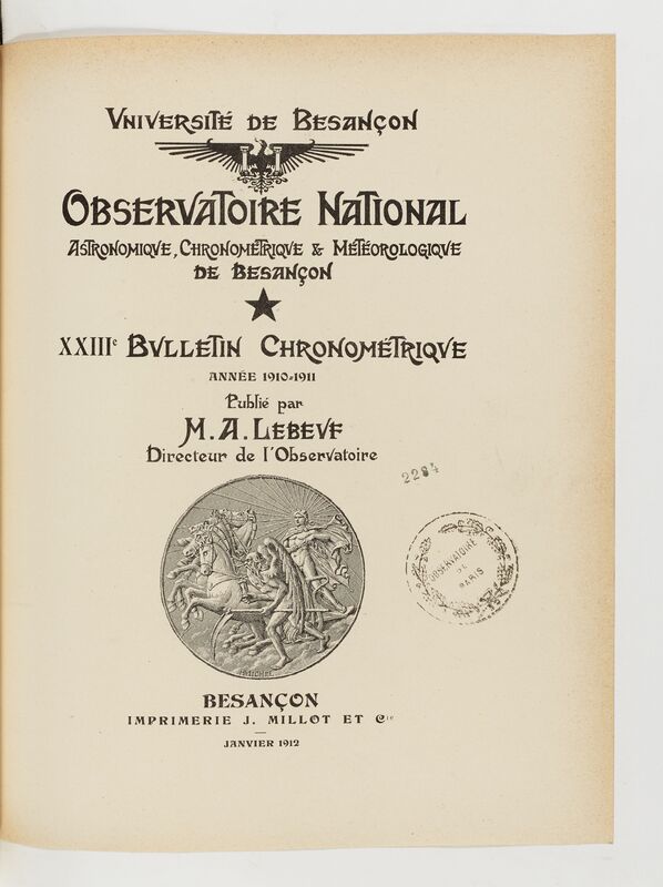 (1912) Observatoire national astronomique, chronométrique et météorologique de Besançon