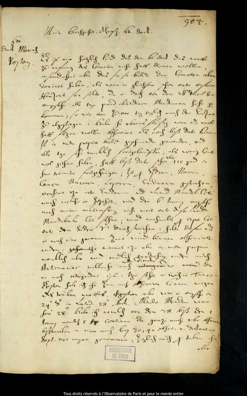 Lettre de Jan Heweliusz à Caspar March, Gdansk, 3 janvier 1665