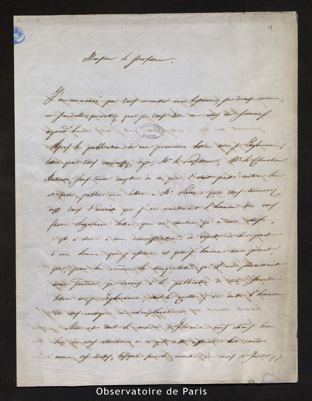 Lettre d'Eugène Albéri à François Arago, Florence le 8 août 1843